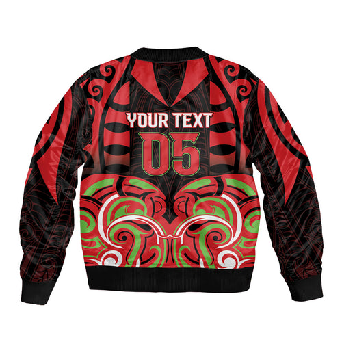 Custom Aotearoa Ngati Maru Sleeve Zip Bomber Jacket New Zealand Traditional Maori Pattern