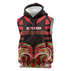 Custom Aotearoa Ngati Maru Sleeveless Hoodie New Zealand Traditional Maori Pattern