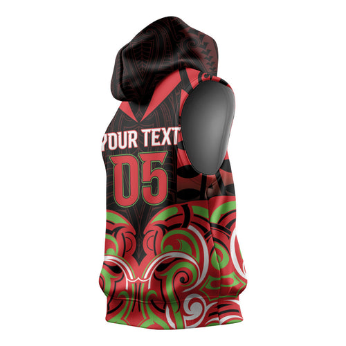 Custom Aotearoa Ngati Maru Sleeveless Hoodie New Zealand Traditional Maori Pattern