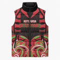 Custom Aotearoa Ngati Maru Sleeveless Puffer Jacket New Zealand Traditional Maori Pattern
