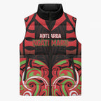 Custom Aotearoa Ngati Maru Sleeveless Puffer Jacket New Zealand Traditional Maori Pattern