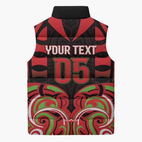 Custom Aotearoa Ngati Maru Sleeveless Puffer Jacket New Zealand Traditional Maori Pattern