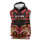 Custom Aotearoa Ngati Maru Sleeveless Zip Hoodie New Zealand Traditional Maori Pattern