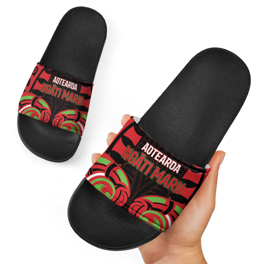 Aotearoa Ngati Maru Slide Sandals New Zealand Traditional Maori Pattern