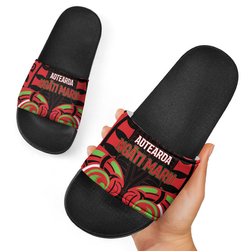 Aotearoa Ngati Maru Slide Sandals New Zealand Traditional Maori Pattern