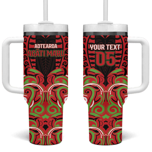 Custom Aotearoa Ngati Maru Tumbler With Handle New Zealand Traditional Maori Pattern