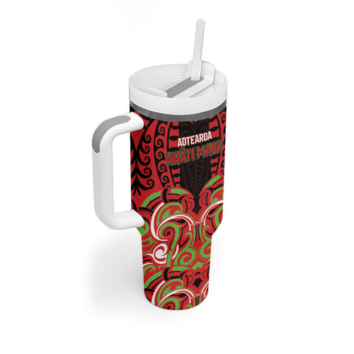 Custom Aotearoa Ngati Maru Tumbler With Handle New Zealand Traditional Maori Pattern