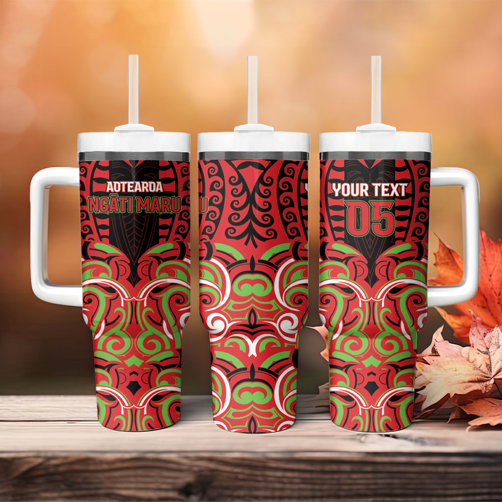 Custom Aotearoa Ngati Maru Tumbler With Handle New Zealand Traditional Maori Pattern