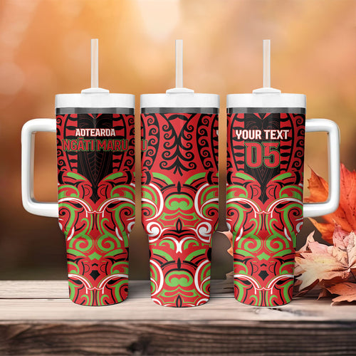 Custom Aotearoa Ngati Maru Tumbler With Handle New Zealand Traditional Maori Pattern