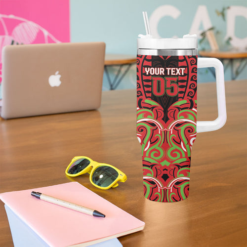 Custom Aotearoa Ngati Maru Tumbler With Handle New Zealand Traditional Maori Pattern