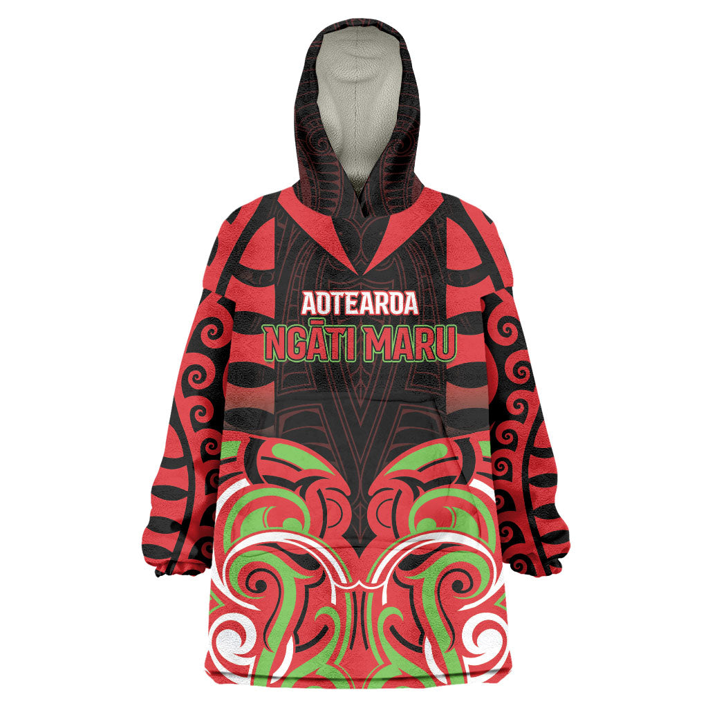 Custom Aotearoa Ngati Maru Wearable Blanket Hoodie New Zealand Traditional Maori Pattern