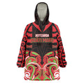 Custom Aotearoa Ngati Maru Wearable Blanket Hoodie New Zealand Traditional Maori Pattern