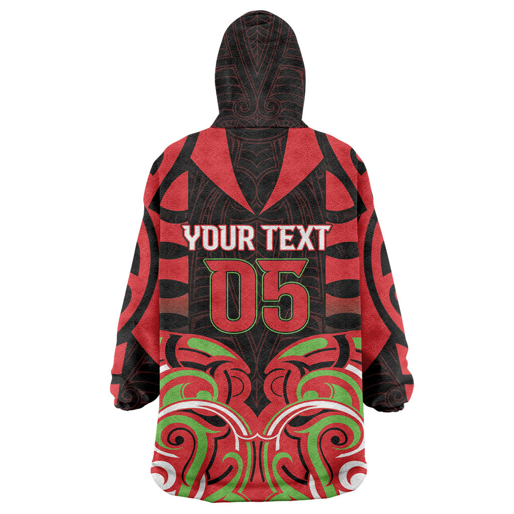 Custom Aotearoa Ngati Maru Wearable Blanket Hoodie New Zealand Traditional Maori Pattern