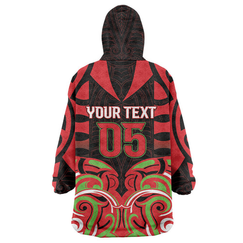 Custom Aotearoa Ngati Maru Wearable Blanket Hoodie New Zealand Traditional Maori Pattern