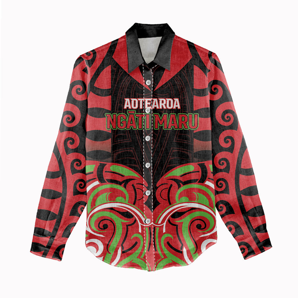 Custom Aotearoa Ngati Maru Women Casual Shirt New Zealand Traditional Maori Pattern