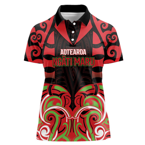 Custom Aotearoa Ngati Maru Women Polo Shirt New Zealand Traditional Maori Pattern