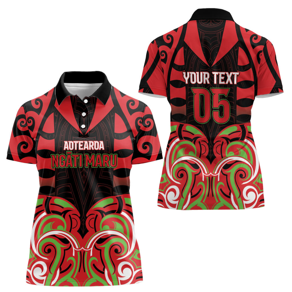 Custom Aotearoa Ngati Maru Women Polo Shirt New Zealand Traditional Maori Pattern