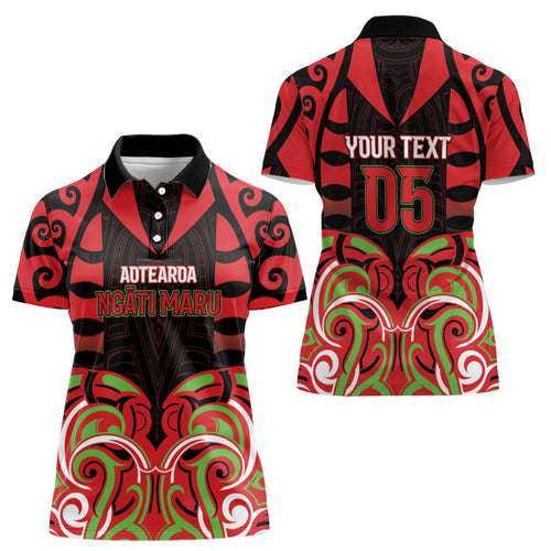 Custom Aotearoa Ngati Maru Women Polo Shirt New Zealand Traditional Maori Pattern