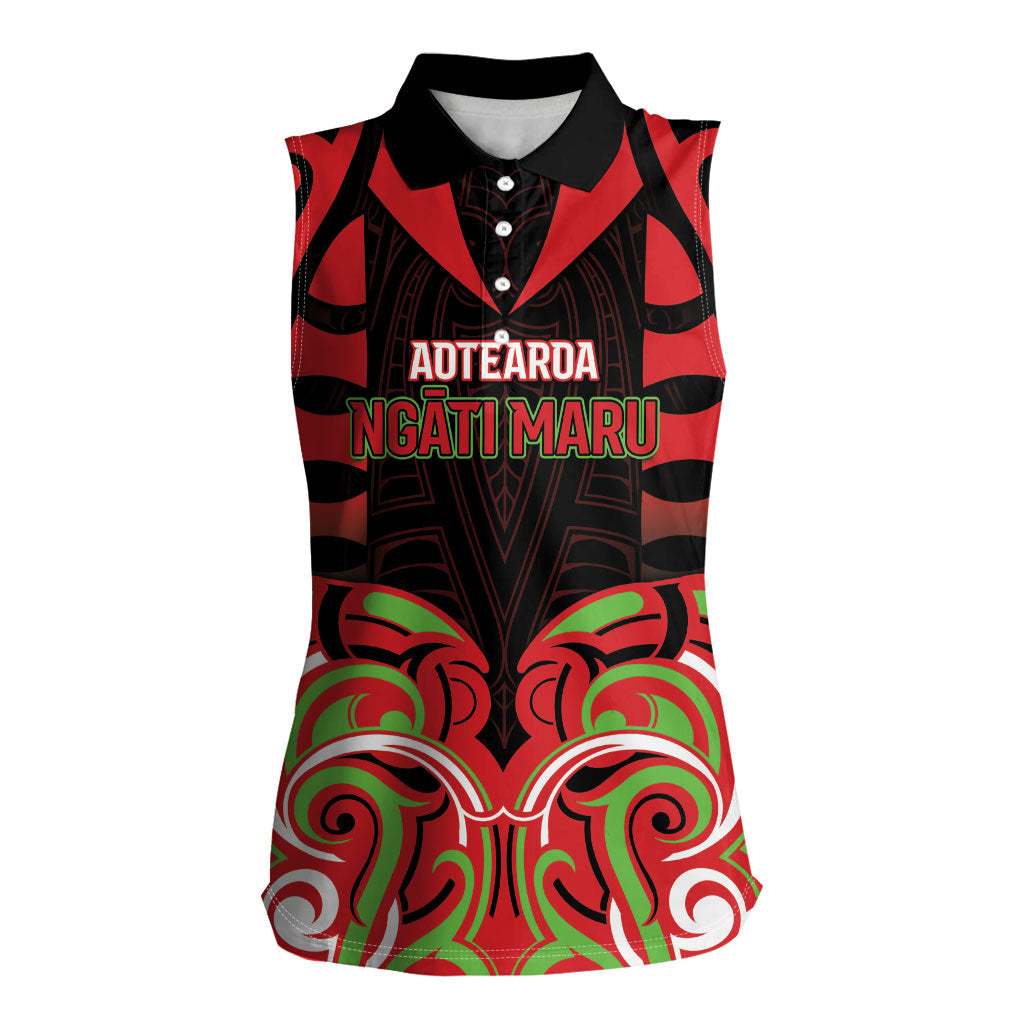Custom Aotearoa Ngati Maru Women Sleeveless Polo Shirt New Zealand Traditional Maori Pattern
