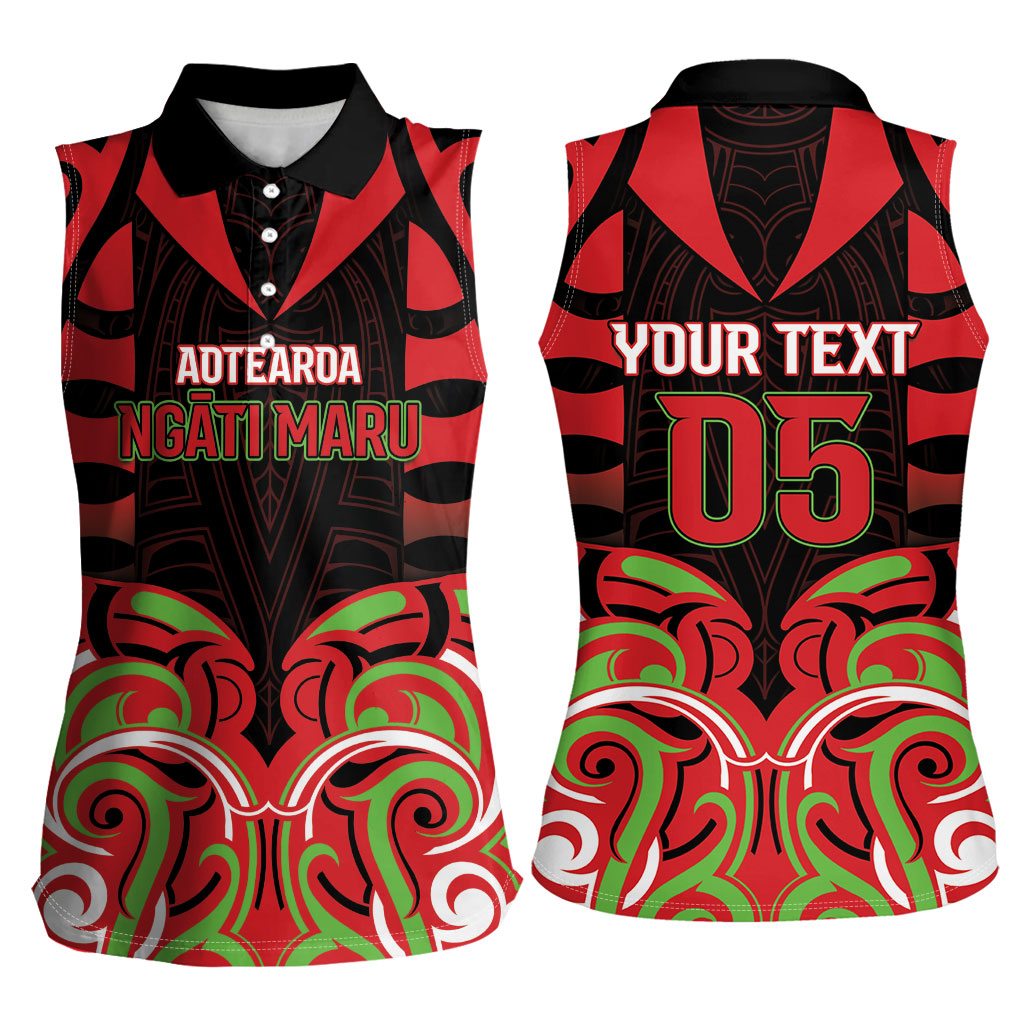 Custom Aotearoa Ngati Maru Women Sleeveless Polo Shirt New Zealand Traditional Maori Pattern