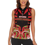 Custom Aotearoa Ngati Maru Women Sleeveless Polo Shirt New Zealand Traditional Maori Pattern