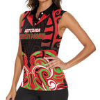 Custom Aotearoa Ngati Maru Women Sleeveless Polo Shirt New Zealand Traditional Maori Pattern