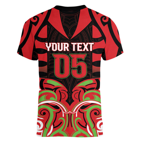 Custom Aotearoa Ngati Maru Women V-Neck T-Shirt New Zealand Traditional Maori Pattern