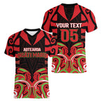 Custom Aotearoa Ngati Maru Women V-Neck T-Shirt New Zealand Traditional Maori Pattern