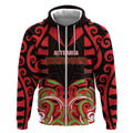 Custom Aotearoa Ngati Maru Zip Hoodie New Zealand Traditional Maori Pattern
