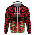 Custom Aotearoa Ngati Maru Zip Hoodie New Zealand Traditional Maori Pattern