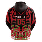 Custom Aotearoa Ngati Maru Zip Hoodie New Zealand Traditional Maori Pattern