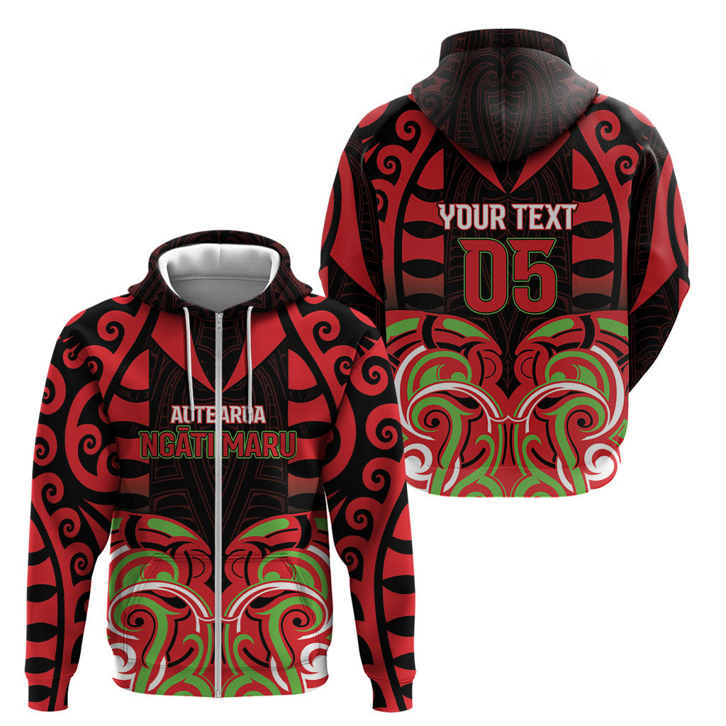 Custom Aotearoa Ngati Maru Zip Hoodie New Zealand Traditional Maori Pattern