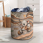 Australia Father's Day Laundry Basket Koality Dad Fishing Aboriginal Dot Art