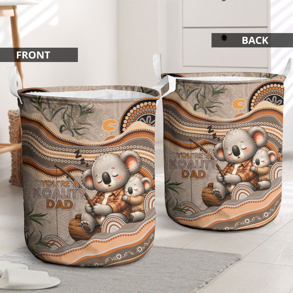 Australia Father's Day Laundry Basket Koality Dad Fishing Aboriginal Dot Art