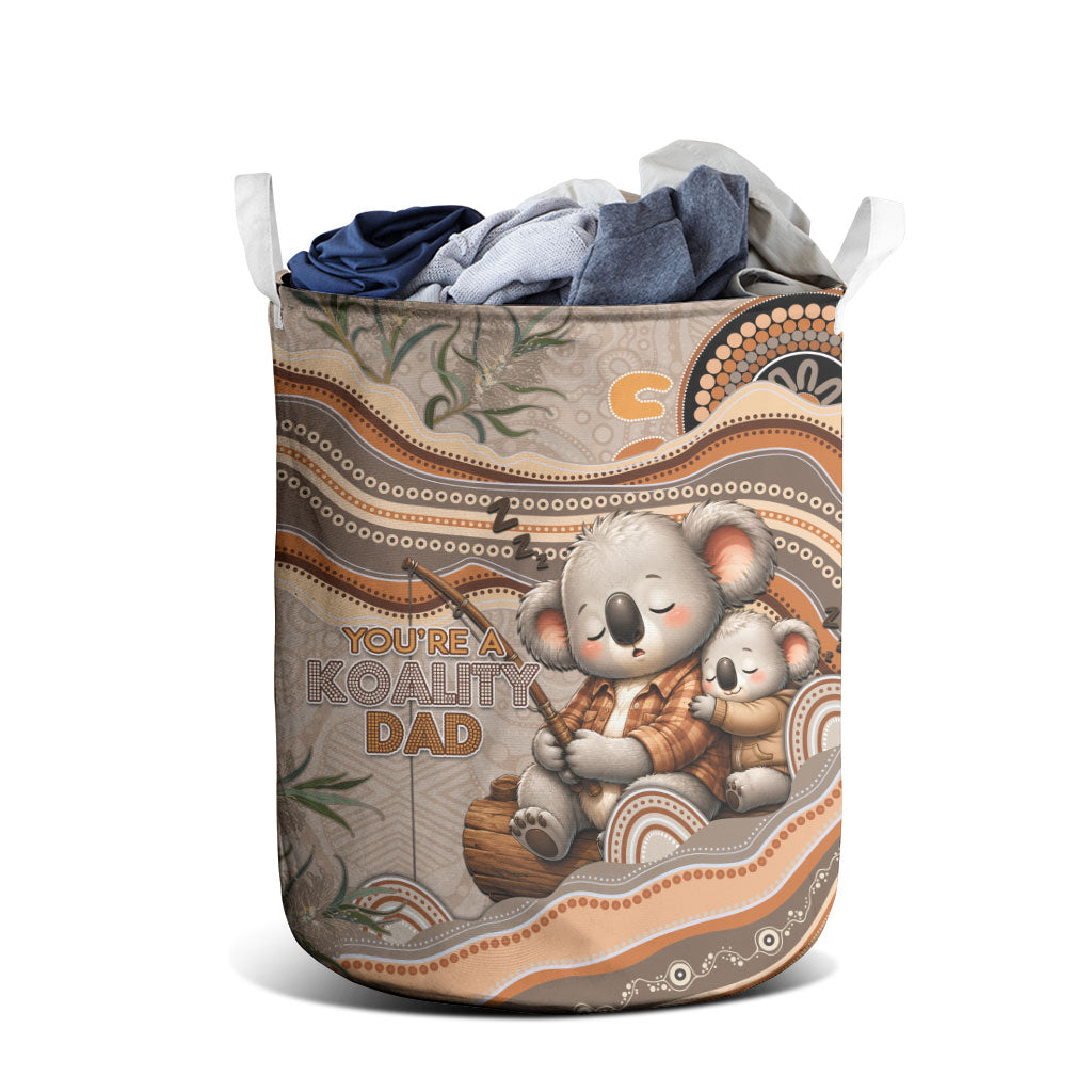 Australia Father's Day Laundry Basket Koality Dad Fishing Aboriginal Dot Art