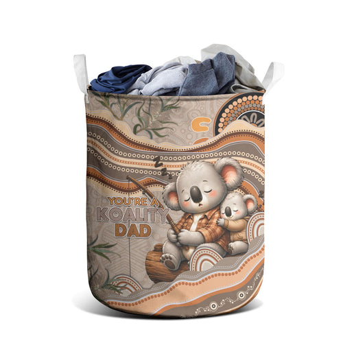 Australia Father's Day Laundry Basket Koality Dad Fishing Aboriginal Dot Art