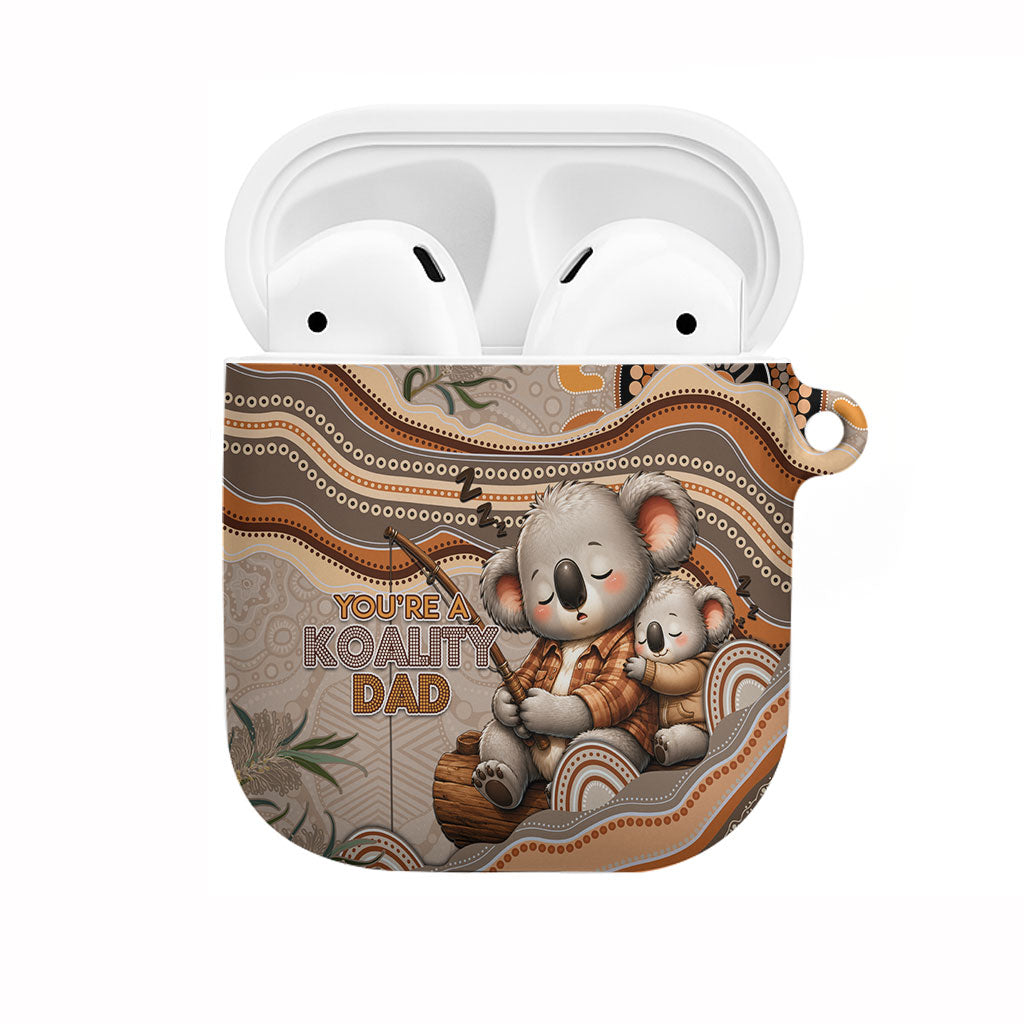 Australia Father's Day AirPods Case Koality Dad Fishing Aboriginal Dot Art