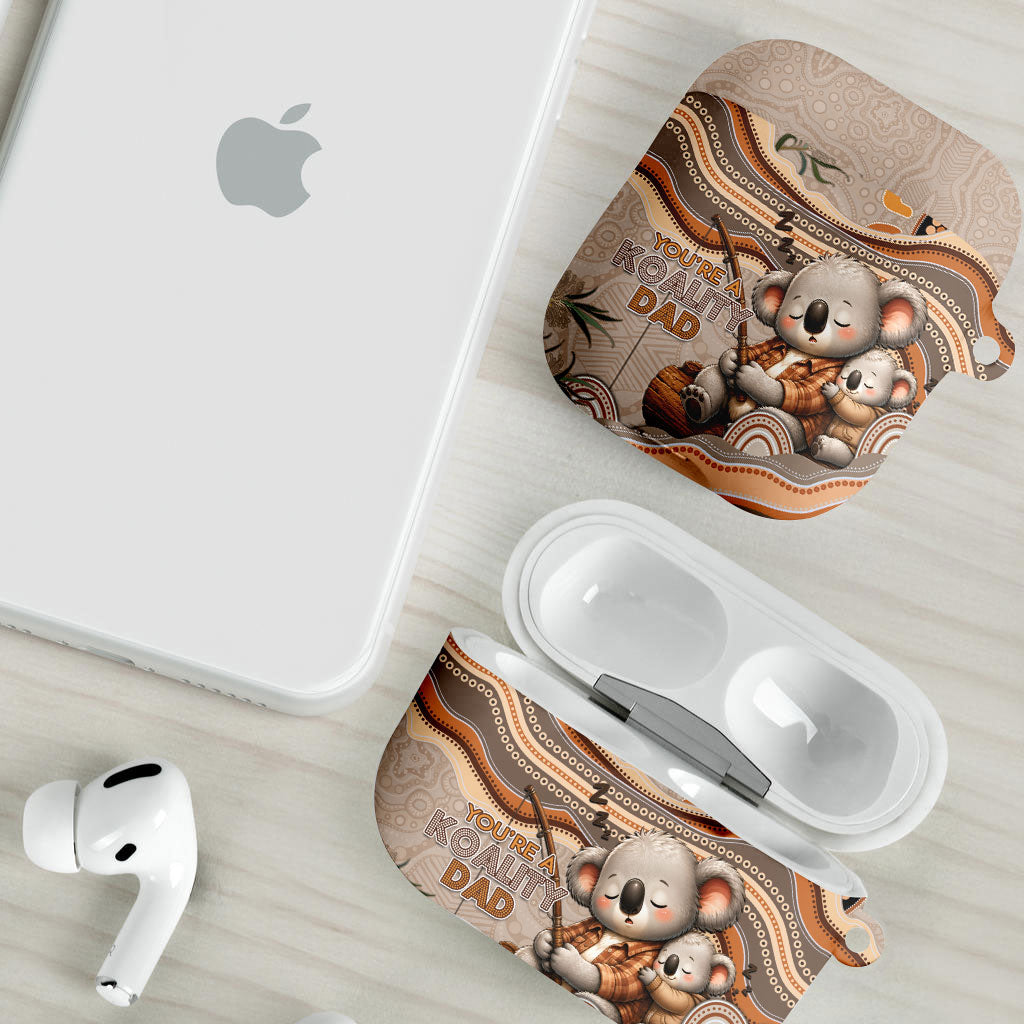 Australia Father's Day AirPods Case Koality Dad Fishing Aboriginal Dot Art