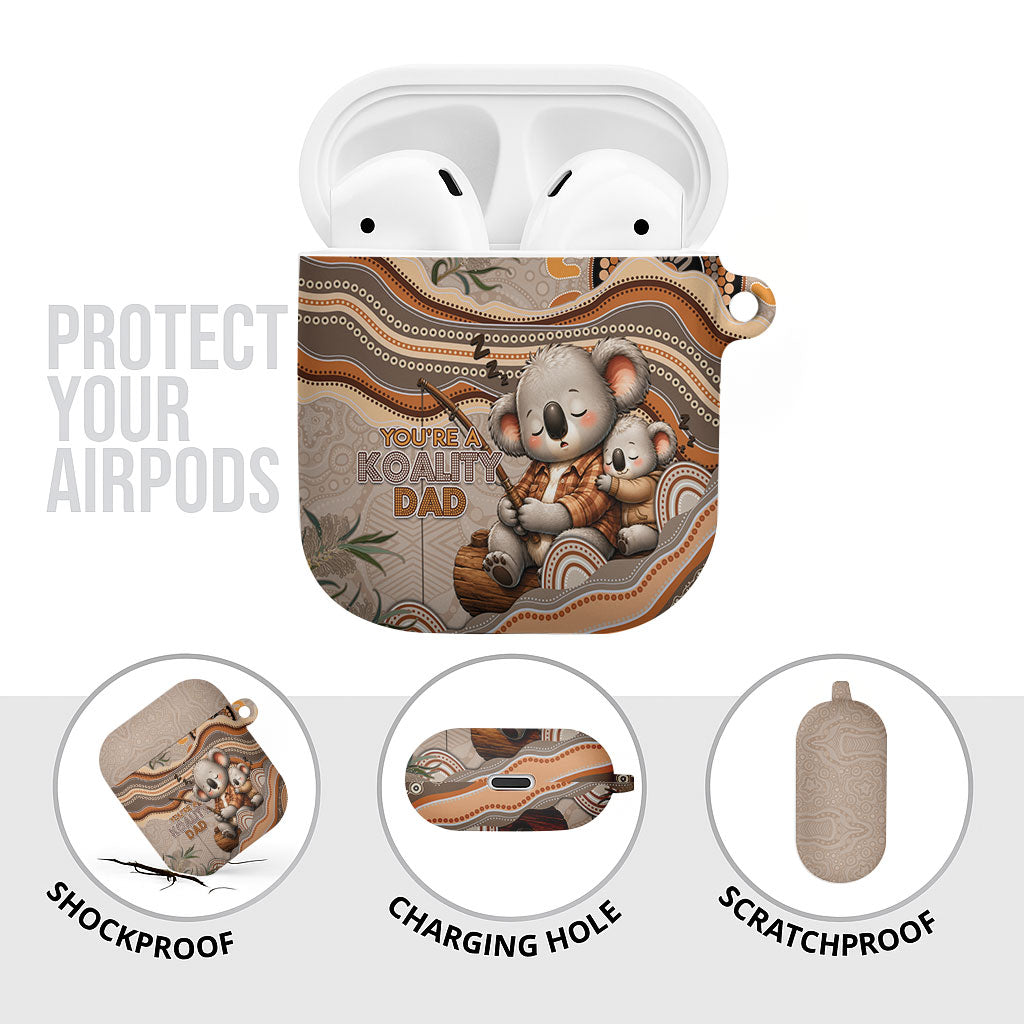 Australia Father's Day AirPods Case Koality Dad Fishing Aboriginal Dot Art