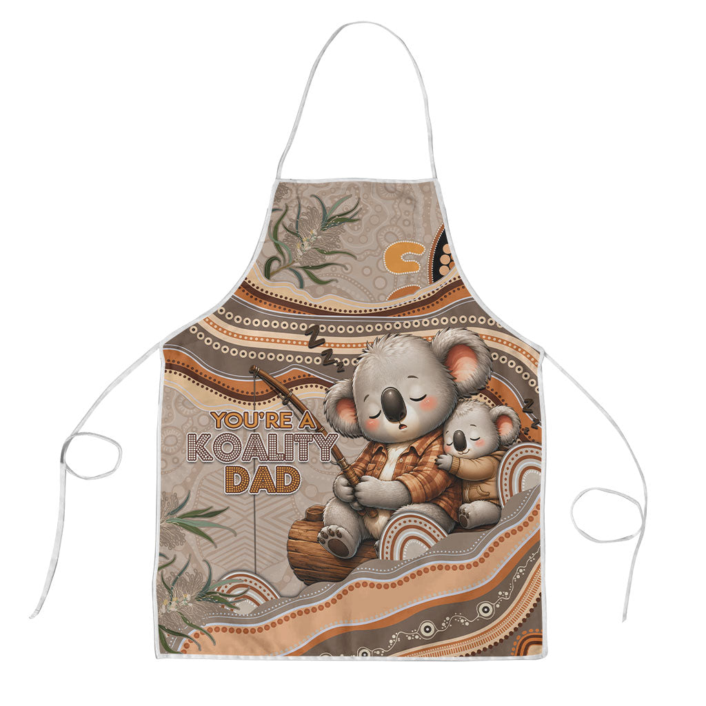Australia Father's Day Apron Koality Dad Fishing Aboriginal Dot Art
