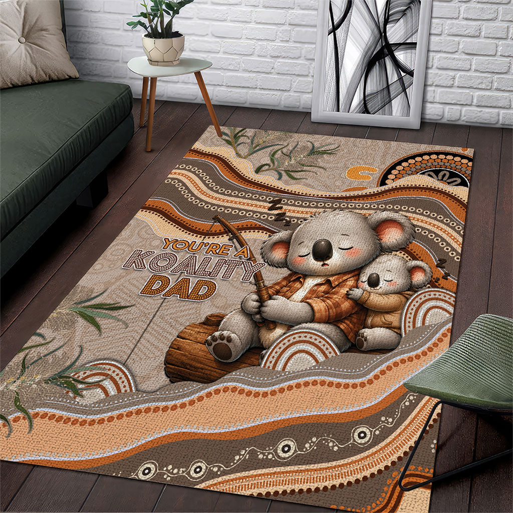 Australia Father's Day Area Rug Koality Dad Fishing Aboriginal Dot Art