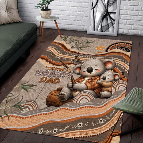 Australia Father's Day Area Rug Koality Dad Fishing Aboriginal Dot Art