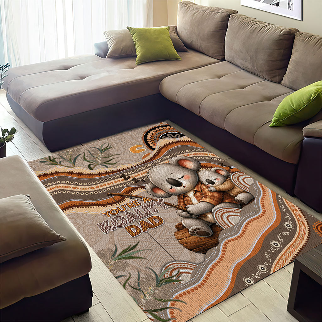 Australia Father's Day Area Rug Koality Dad Fishing Aboriginal Dot Art