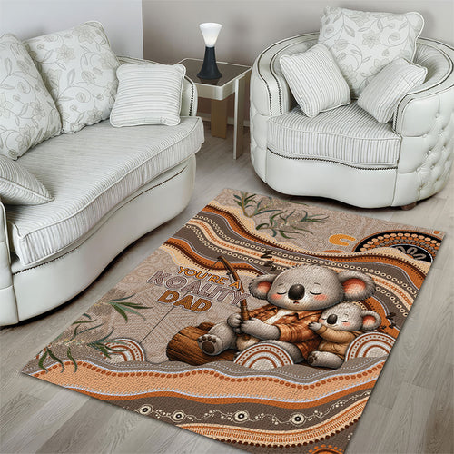 Australia Father's Day Area Rug Koality Dad Fishing Aboriginal Dot Art