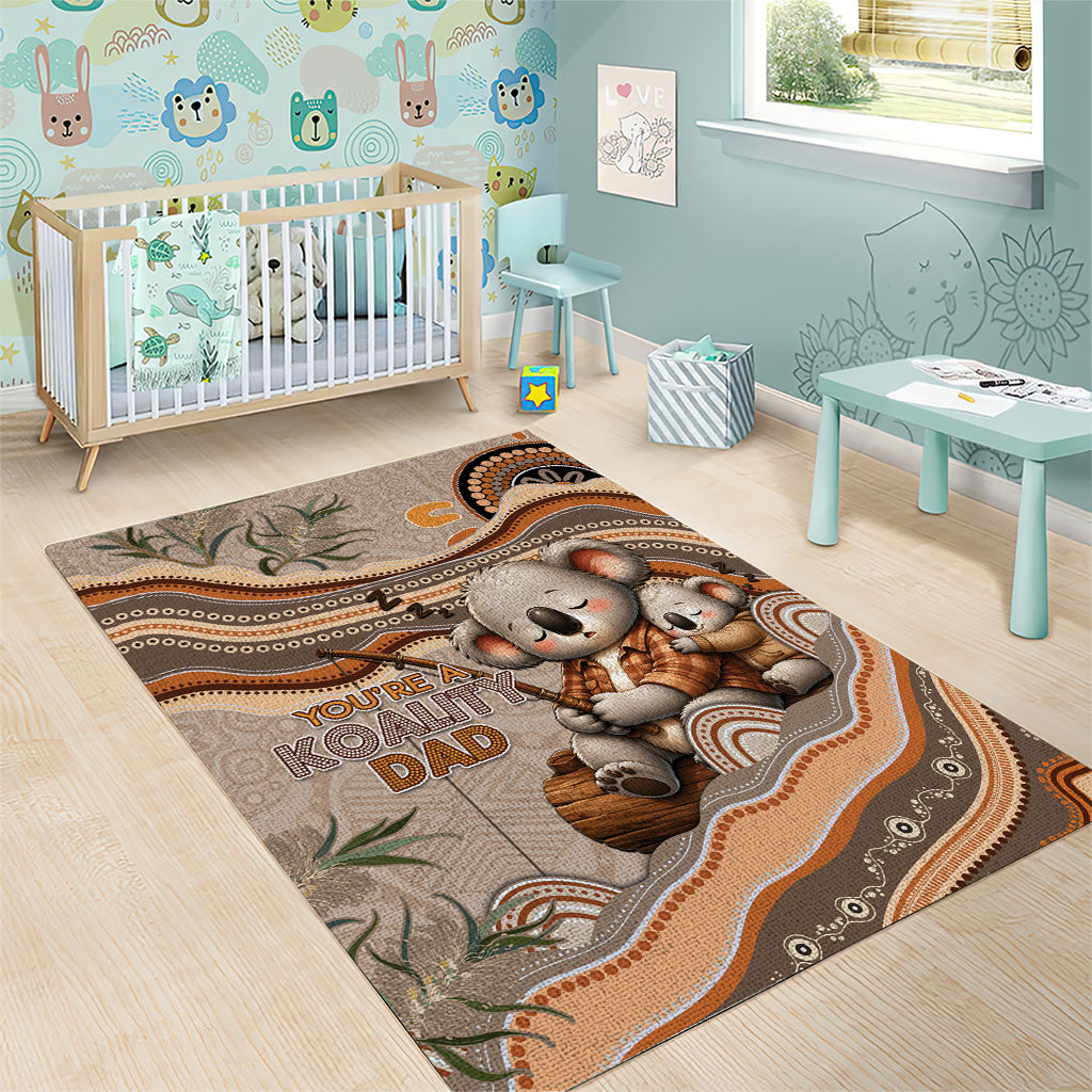 Australia Father's Day Area Rug Koality Dad Fishing Aboriginal Dot Art