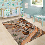 Australia Father's Day Area Rug Koality Dad Fishing Aboriginal Dot Art