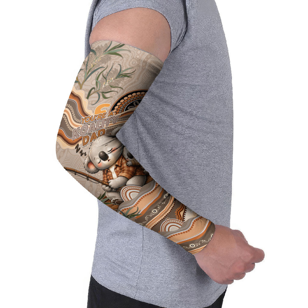 Personalised Australia Father's Day Arm Sleeves Koality Dad Fishing Aboriginal Dot Art