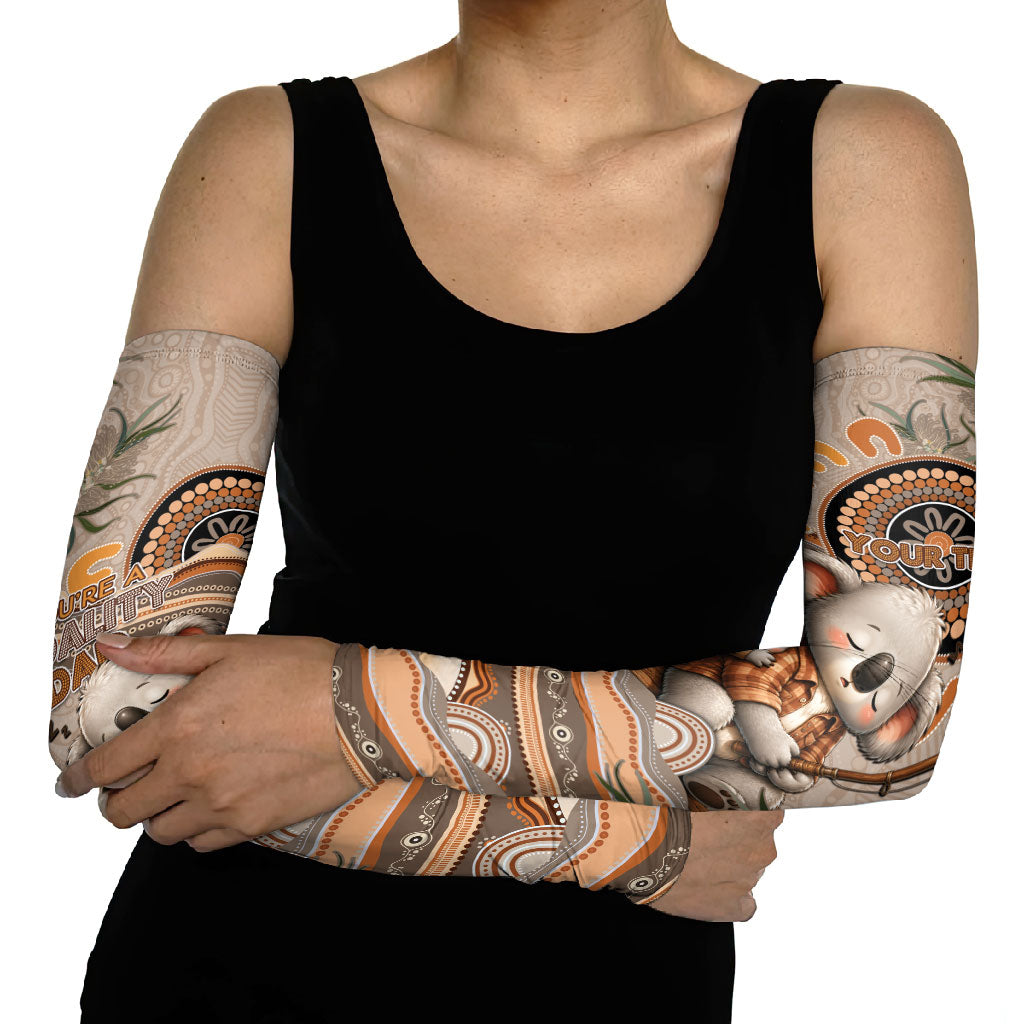 Personalised Australia Father's Day Arm Sleeves Koality Dad Fishing Aboriginal Dot Art
