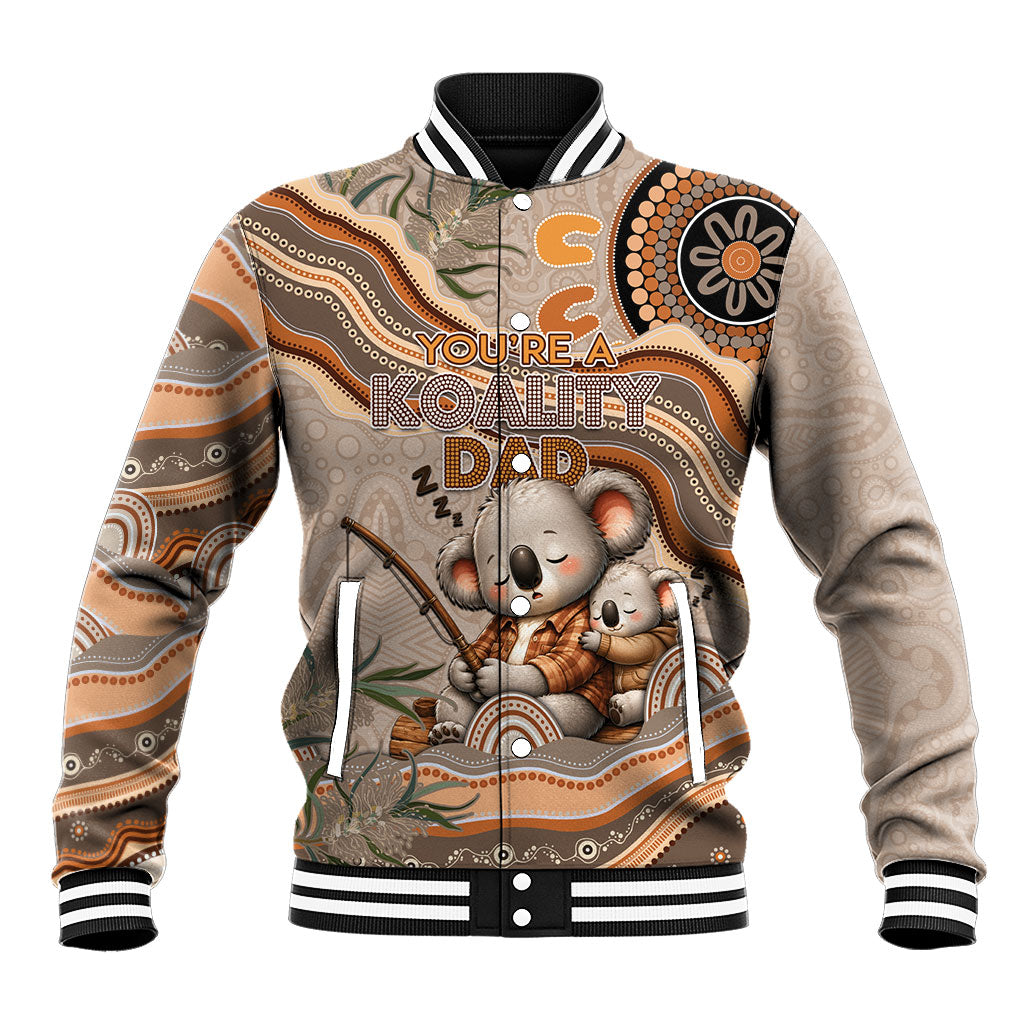 Personalised Australia Father's Day Baseball Jacket Koality Dad Fishing Aboriginal Dot Art
