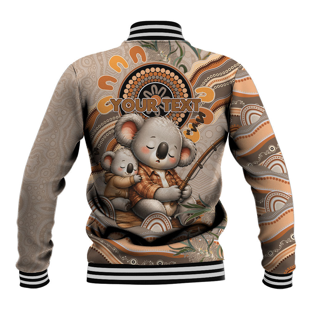 Personalised Australia Father's Day Baseball Jacket Koality Dad Fishing Aboriginal Dot Art